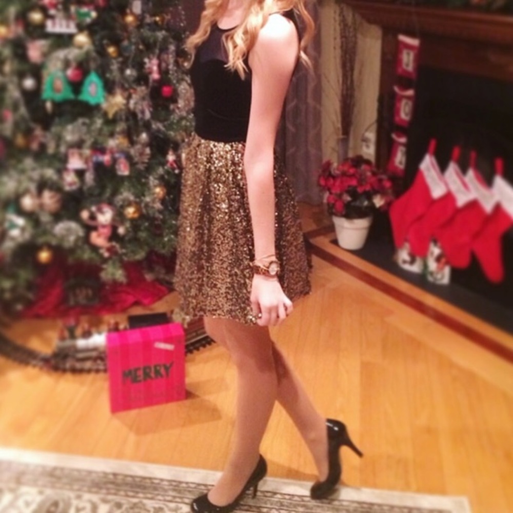 Guess Black and Gold Sequin Party Dress XS